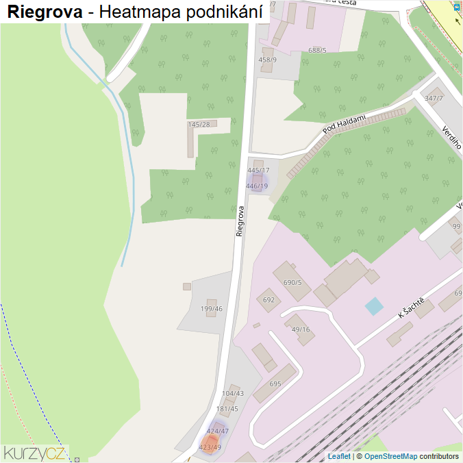 Mapa Riegrova - Firmy v ulici.