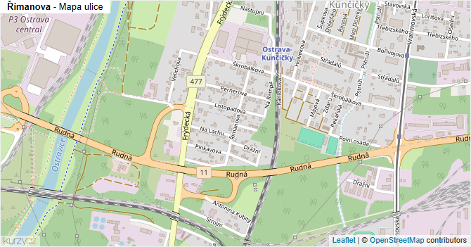 Římanova - mapa ulice