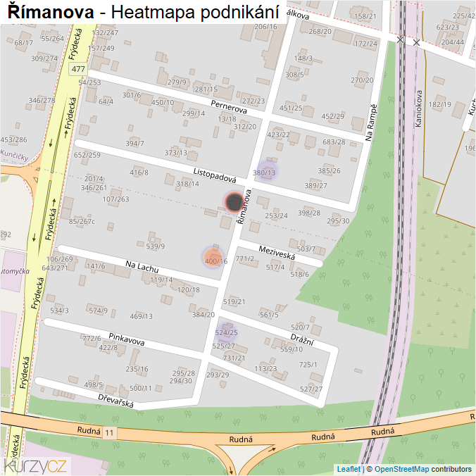 Mapa Římanova - Firmy v ulici.