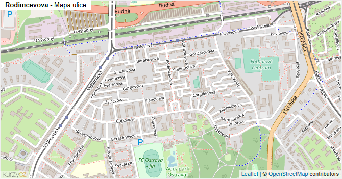 Rodimcevova - mapa ulice