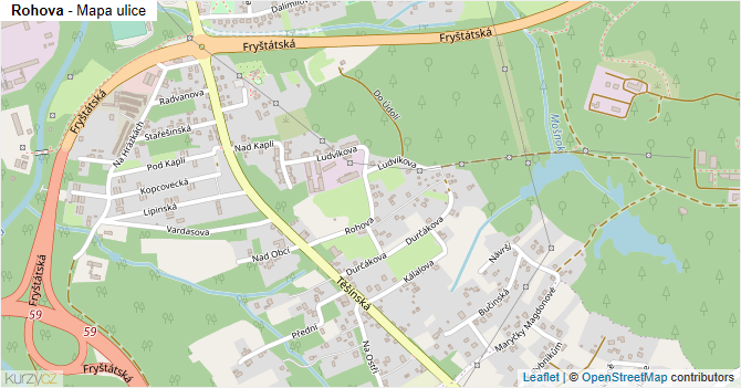 Rohova - mapa ulice