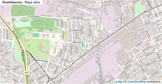 Rostislavova - mapa ulice
