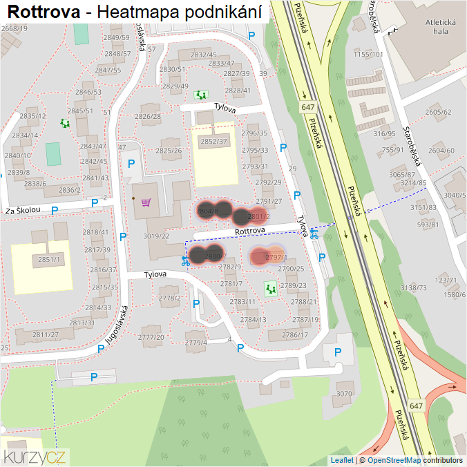 Mapa Rottrova - Firmy v ulici.