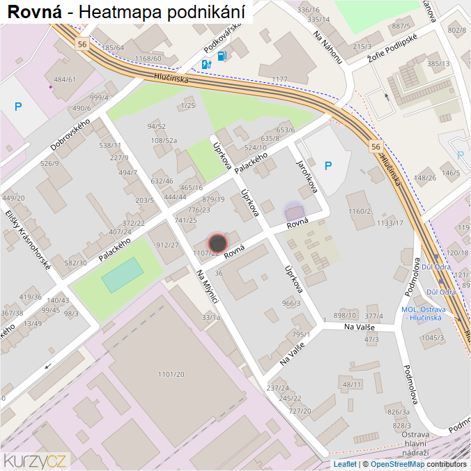 Mapa Rovná - Firmy v ulici.