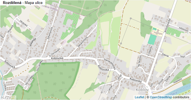Rozdělená - mapa ulice