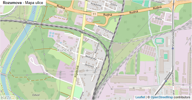 Rozumova - mapa ulice