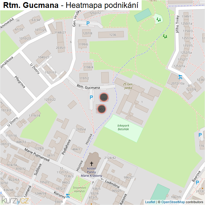 Mapa Rtm. Gucmana - Firmy v ulici.