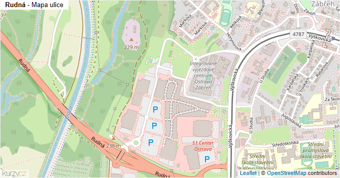 Rudná - mapa ulice