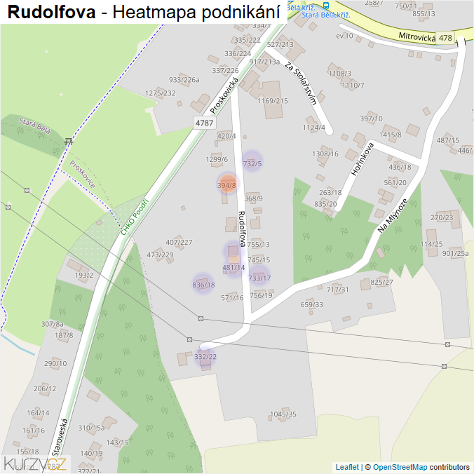 Mapa Rudolfova - Firmy v ulici.