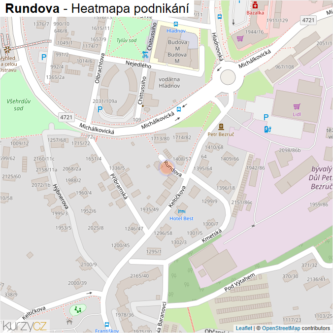 Mapa Rundova - Firmy v ulici.