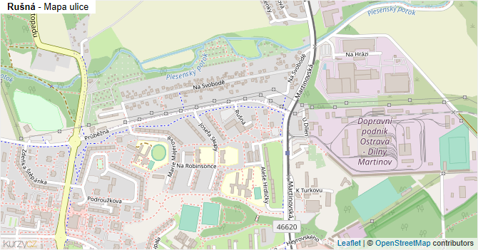 Rušná - mapa ulice