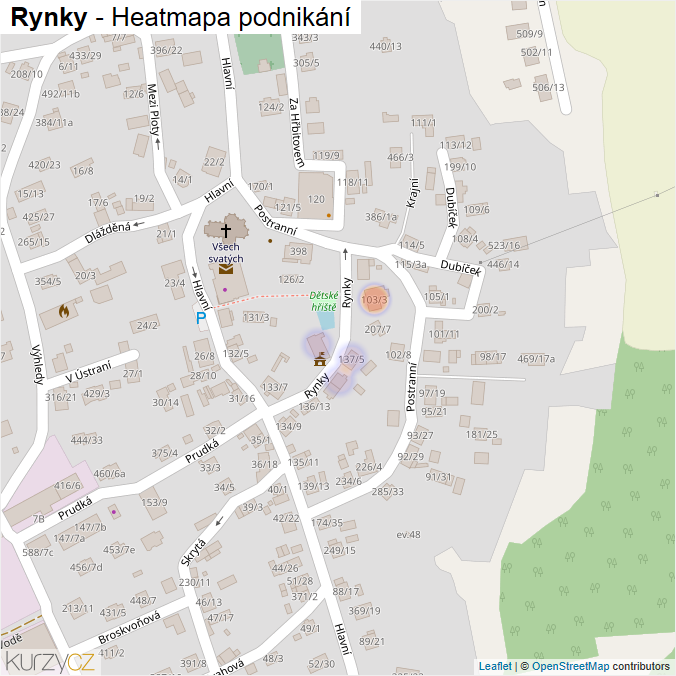 Mapa Rynky - Firmy v ulici.