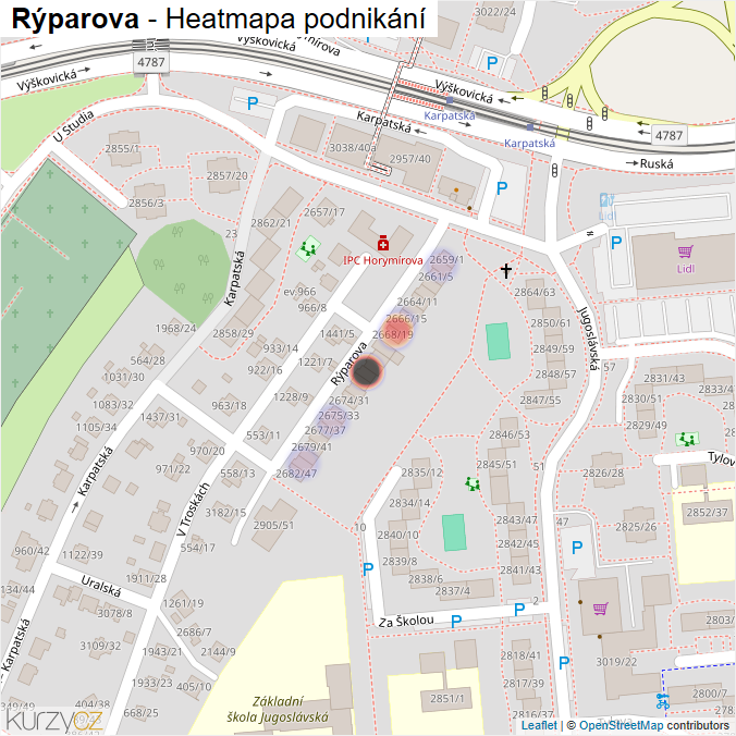 Mapa Rýparova - Firmy v ulici.