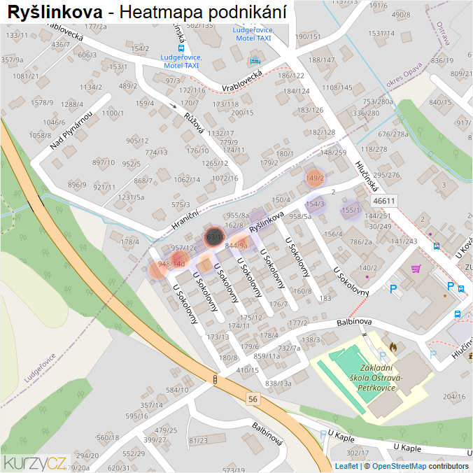 Mapa Ryšlinkova - Firmy v ulici.