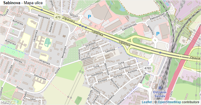 Sabinova - mapa ulice