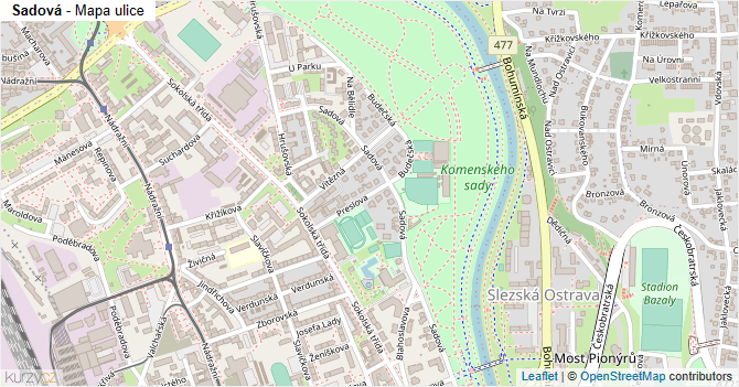 Sadová - mapa ulice