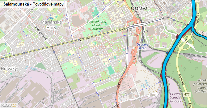 Šalamounská - záplavové mapy stoleté vody