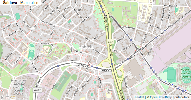 Šaldova - mapa ulice