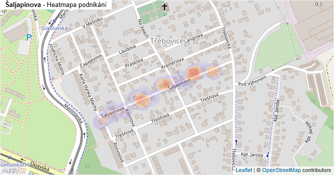 Šaljapinova - mapa podnikání