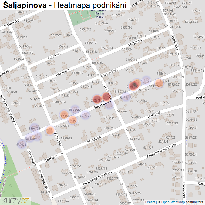 Mapa Šaljapinova - Firmy v ulici.