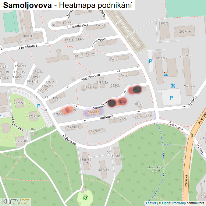 Mapa Samoljovova - Firmy v ulici.