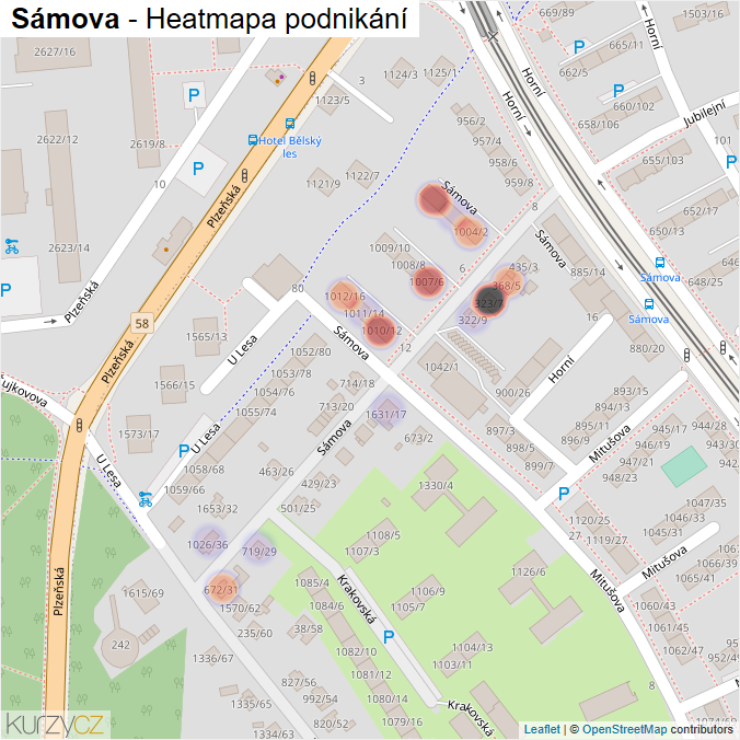 Mapa Sámova - Firmy v ulici.