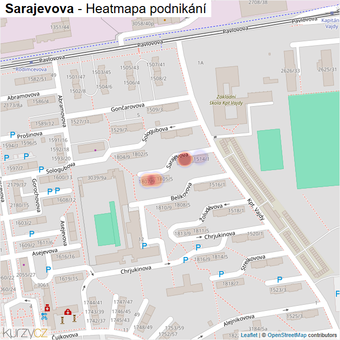 Mapa Sarajevova - Firmy v ulici.