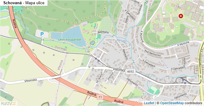 Schovaná - mapa ulice