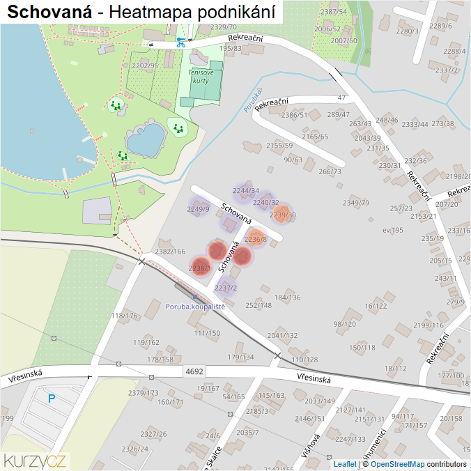 Mapa Schovaná - Firmy v ulici.
