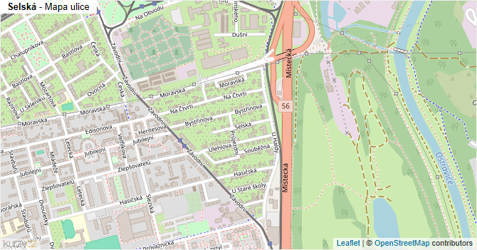 Selská - mapa ulice