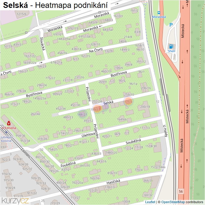 Mapa Selská - Firmy v ulici.