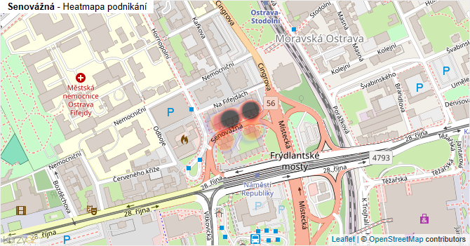 Senovážná - mapa podnikání