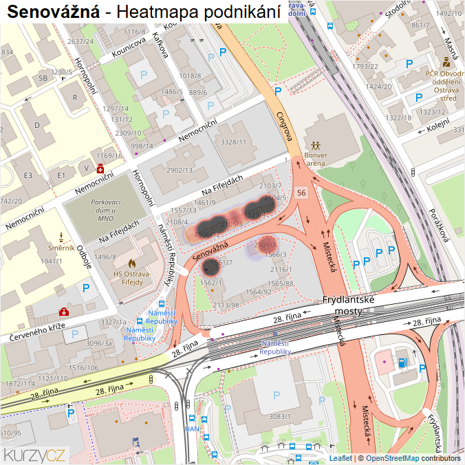 Mapa Senovážná - Firmy v ulici.