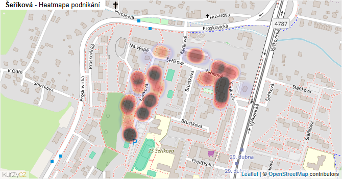 Šeříková - mapa podnikání