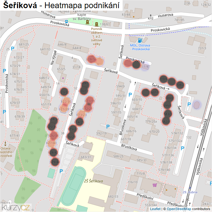 Mapa Šeříková - Firmy v ulici.