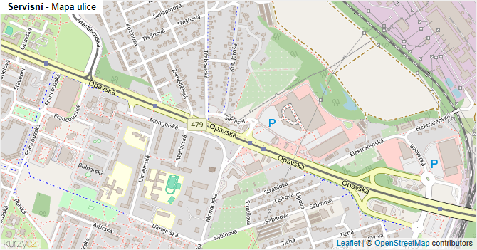 Servisní - mapa ulice