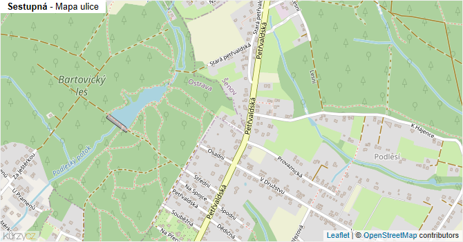 Sestupná - mapa ulice