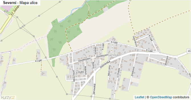 Severní - mapa ulice