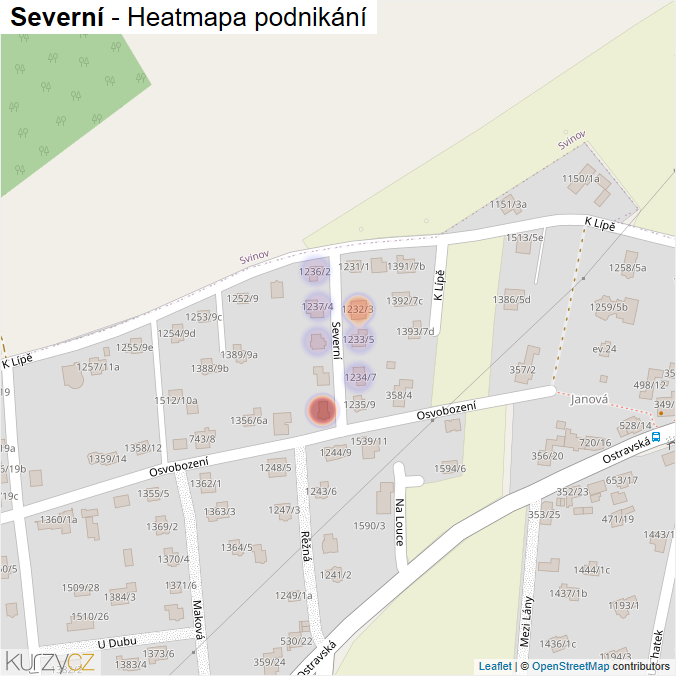 Mapa Severní - Firmy v ulici.