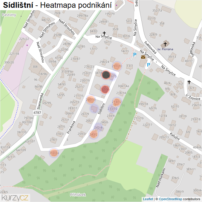 Mapa Sídlištní - Firmy v ulici.