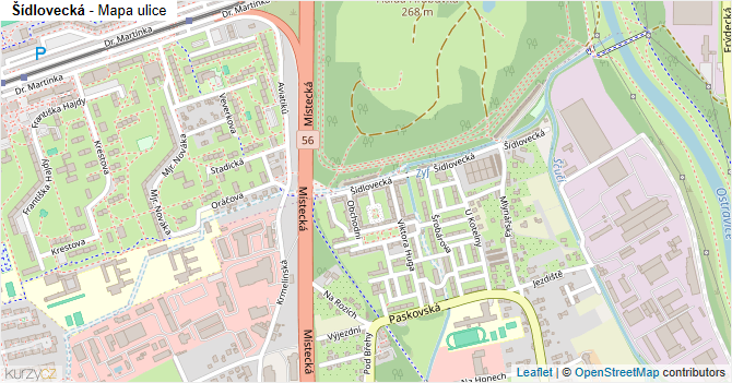 Šídlovecká - mapa ulice