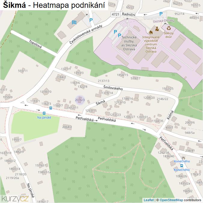 Mapa Šikmá - Firmy v ulici.