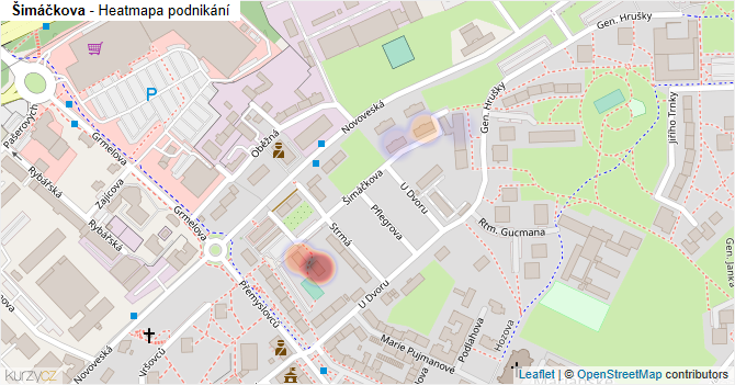Šimáčkova - mapa podnikání