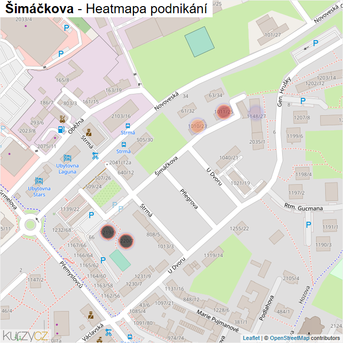 Mapa Šimáčkova - Firmy v ulici.