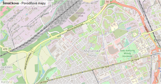Šimáčkova - záplavové mapy stoleté vody