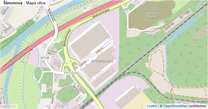Šimonova - mapa ulice