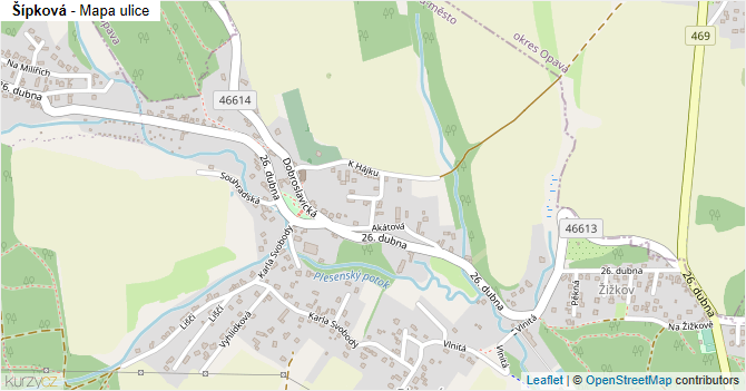 Šípková - mapa ulice