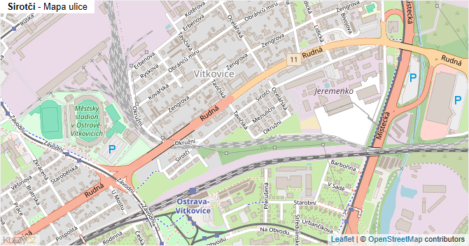 Sirotčí - mapa ulice