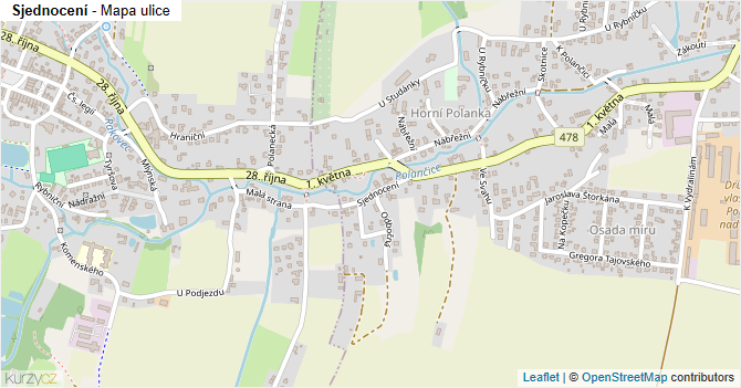 Sjednocení - mapa ulice