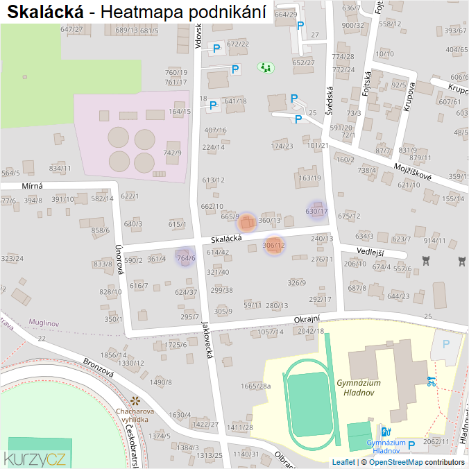 Mapa Skalácká - Firmy v ulici.